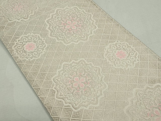 平和屋着物◎全通柄袋帯 正倉院花唐草文 銀糸 逸品 CAAI3818ku