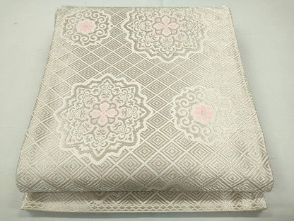 平和屋着物◎全通柄袋帯 正倉院花唐草文 銀糸 逸品 CAAI3818ku