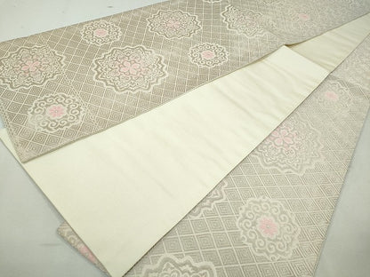 平和屋着物◎全通柄袋帯 正倉院花唐草文 銀糸 逸品 CAAI3818ku