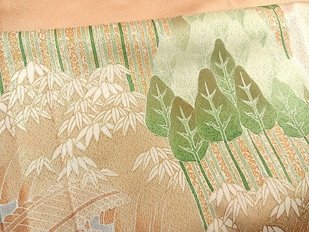 平和屋着物■色留訪問着　渡橋樹林文　暈し染め　金彩　逸品　BAAK8369hv