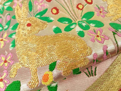 平和屋本店■極上　龍村美術織物　たつむら　本袋帯　楽苑遊兎文　金銀糸　逸品　DZAA2435kh4
