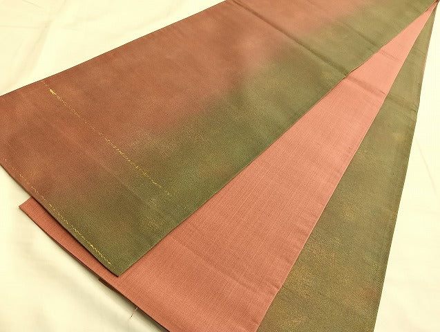 平和屋着物◎全通柄袋帯 紬地 霞文 金彩 逸品 BAAK0903du