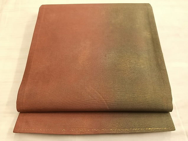 平和屋着物◎全通柄袋帯 紬地 霞文 金彩 逸品 BAAK0903du