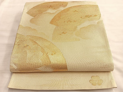 平和屋着物◎太鼓柄袋帯 名匠扇紋 金糸 正絹 逸品 BAAK0916du