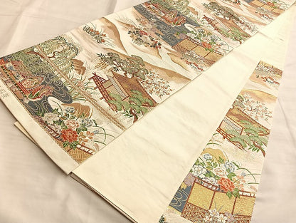 平和屋着物◎六通柄袋帯 唐織 車折三船祭 金糸 正絹 逸品 BAAK0919du
