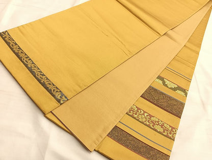 平和屋着物◎太鼓柄袋帯 横段吉祥文 金糸 正絹 逸品 BAAK0933du