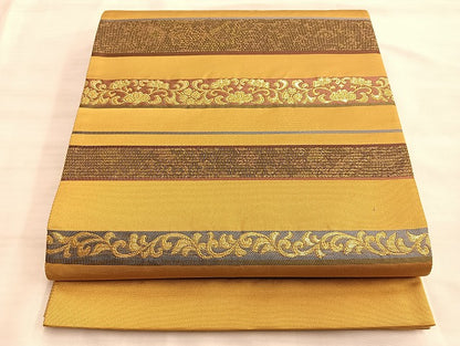 平和屋着物◎太鼓柄袋帯 横段吉祥文 金糸 正絹 逸品 BAAK0933du