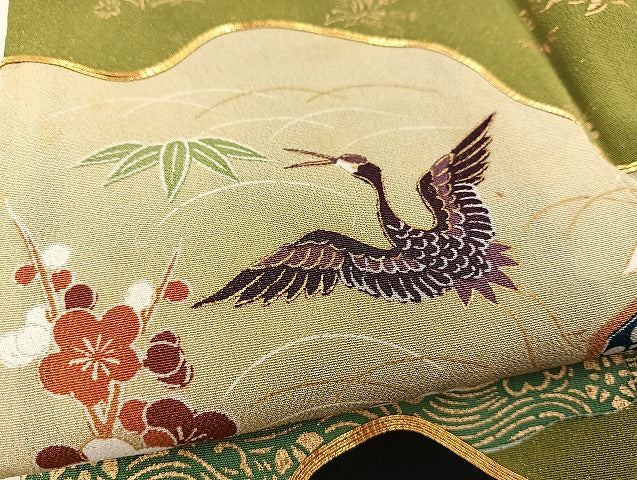 平和屋着物■豪華黒留袖　駒刺繍　道長花鳥文　金彩　逸品　BAAK9291yc