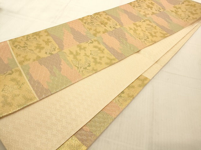 平和屋着物◎佐賀錦 六通柄袋帯 立波文 金糸 正絹 逸品 AAAL8726fy