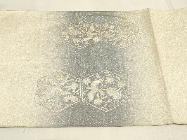 平和屋着物◎太鼓柄袋帯 亀甲花鳥文 正絹 逸品 AAAM3135sx