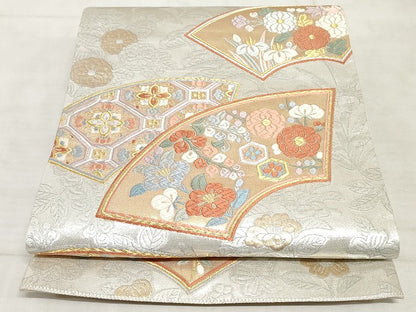 平和屋着物◎六通柄袋帯 地紙花文 金銀糸 正絹 逸品 AAAM4423ru