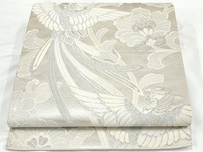 平和屋着物◎六通柄袋帯　唐織　鳳凰花文　銀糸　正絹　逸品　AAAM4433ru