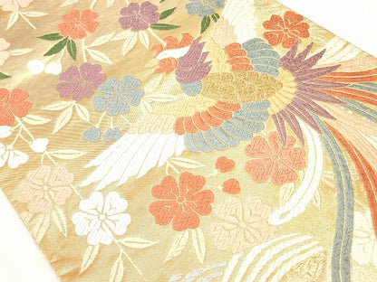 平和屋着物◎佐賀錦 六通袋帯 唐織 花鳥文 金糸 正絹 逸品 AAAM4444ru