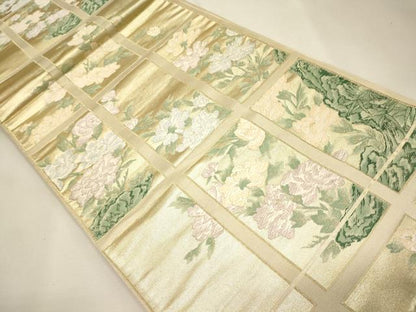 平和屋着物◎六通柄袋帯 草花文 金糸 正絹 逸品 CAAJ9820oy