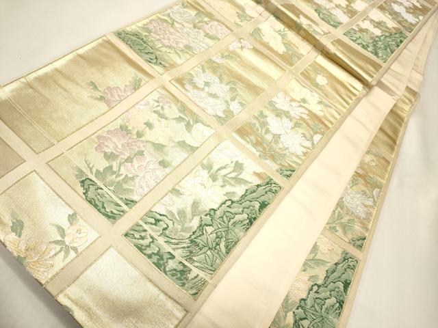 平和屋着物◎六通柄袋帯 草花文 金糸 正絹 逸品 CAAJ9820oy