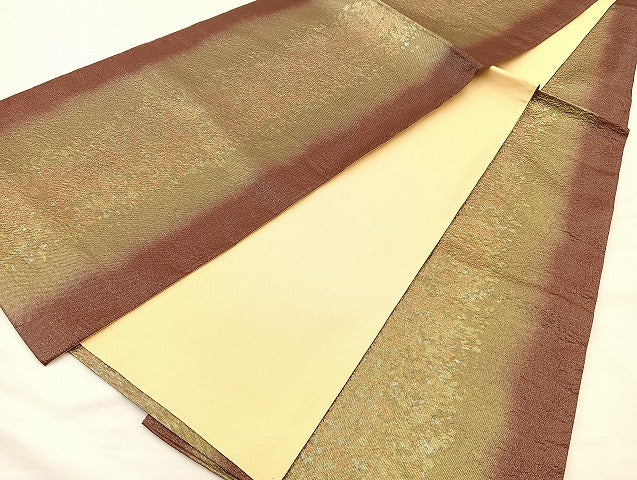 平和屋着物◎全通柄袋帯 ふくれ織 間道 引箔 正絹 逸品 BAAI6741di