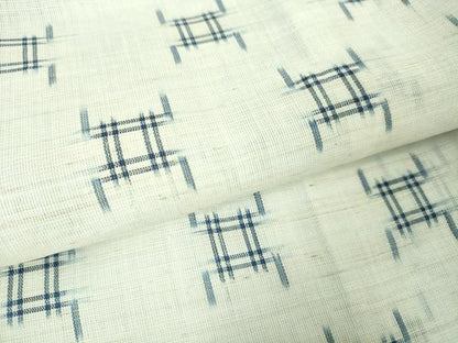 平和屋本店■希少　夏物　沖縄県無形文化財指定　本場八重山上布　麻　藍　反端付き　逸品　未使用　DZAA2048kh4