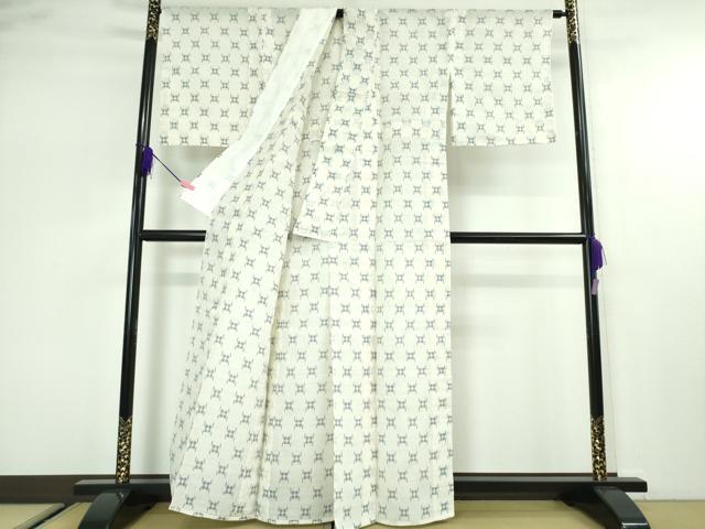 平和屋本店■希少　夏物　沖縄県無形文化財指定　本場八重山上布　麻　藍　反端付き　逸品　未使用　DZAA2048kh4