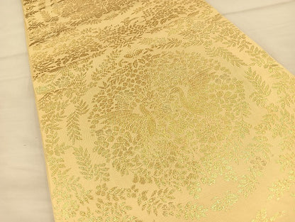 平和屋着物◎六通柄 本袋帯 向かい鳥草花文 金糸 正絹 逸品 BAAI6767di