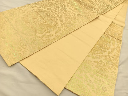 平和屋着物◎六通柄 本袋帯 向かい鳥草花文 金糸 正絹 逸品 BAAI6767di