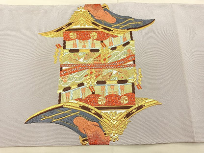 平和屋着物◎六通柄袋帯 唐織 鉾 金銀糸 正絹 逸品 BAAK5748if