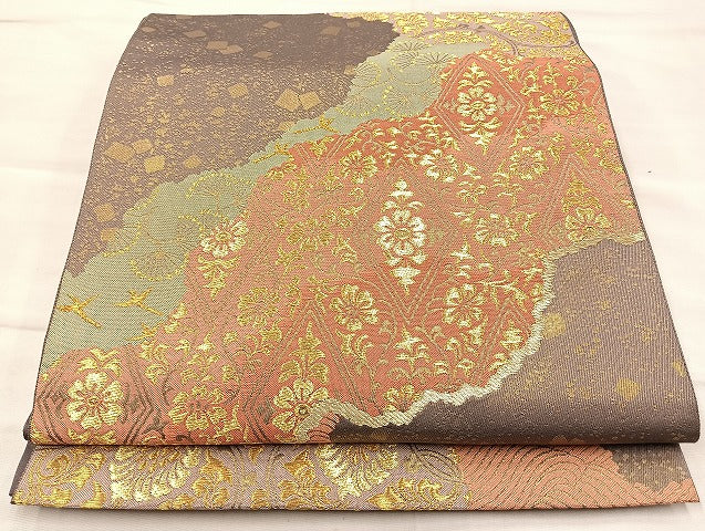 平和屋着物◎六通柄 本袋帯 華小袖 金糸 正絹 逸品 BAAK5752if