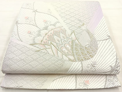 平和屋着物◎六通柄袋帯 唐織 孔雀 金銀糸 正絹 逸品 BAAK6169cm