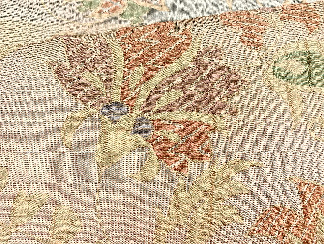 平和屋着物◎六通柄袋帯 ふくれ織 花唐草文 金糸 正絹 逸品 BAAK6187cm