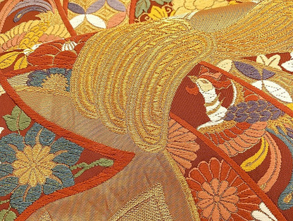 平和屋着物◎六通柄袋帯 唐織 織秀錦 金糸 正絹 逸品 BAAK6191cm