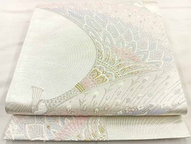 平和屋着物◎六通柄袋帯 唐織 孔雀 金銀糸 正絹 逸品 BAAK6179cm