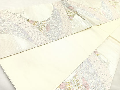 平和屋着物◎六通柄袋帯 唐織 孔雀 金銀糸 正絹 逸品 BAAK6179cm