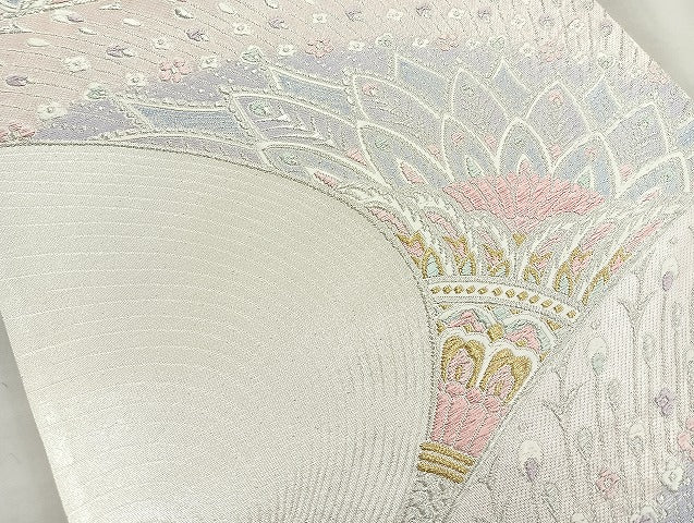 平和屋着物◎六通柄袋帯 唐織 孔雀 金銀糸 正絹 逸品 BAAK6179cm