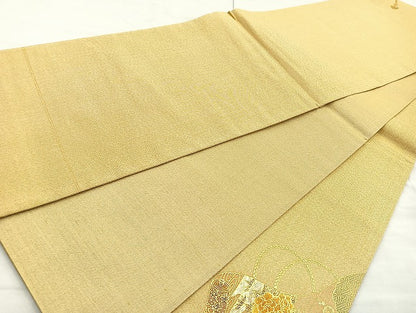 平和屋着物◎太鼓柄袋帯 花鳥絵巻 金彩 正絹 逸品 BAAK8707cm