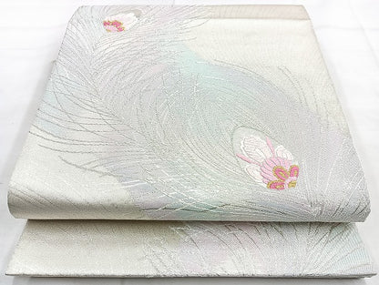 平和屋着物◎六通柄袋帯 唐織 孔雀羽 金銀糸 正絹 逸品 BAAK8601cm