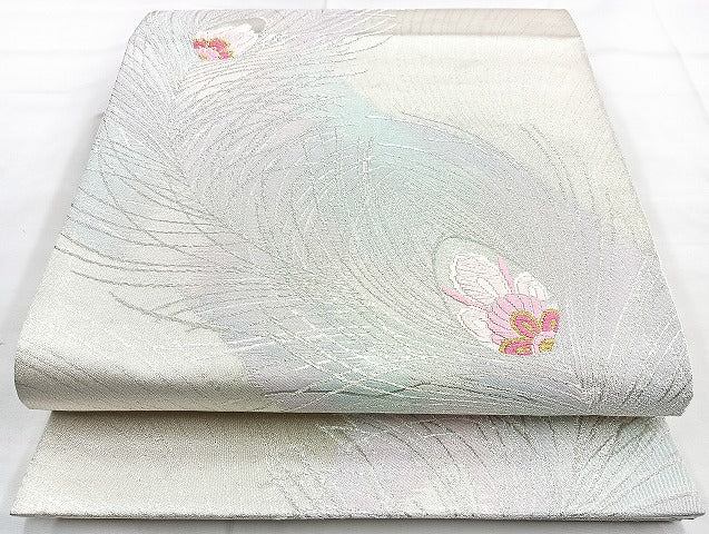 平和屋着物◎六通柄袋帯 唐織 孔雀羽 金銀糸 正絹 逸品 BAAK8601cm
