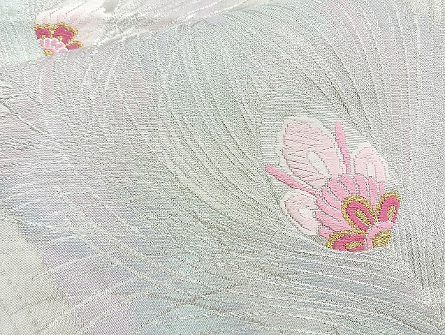 平和屋着物◎六通柄袋帯 唐織 孔雀羽 金銀糸 正絹 逸品 BAAK8601cm