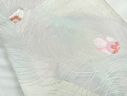平和屋着物◎六通柄袋帯 唐織 孔雀羽 金銀糸 正絹 逸品 BAAK8601cm