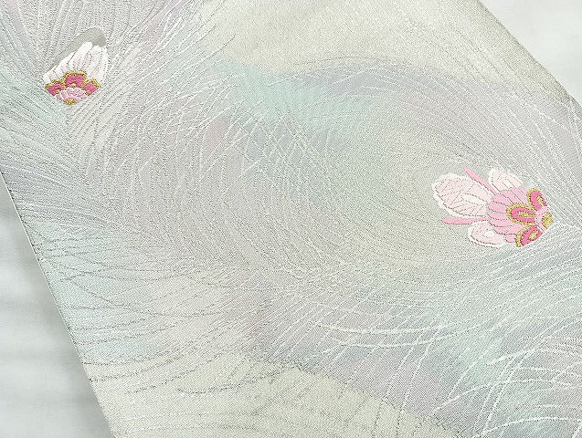 平和屋着物◎六通柄袋帯 唐織 孔雀羽 金銀糸 正絹 逸品 BAAK8601cm