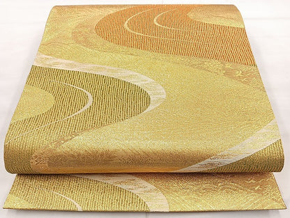 平和屋着物◎佐賀錦 六通柄袋帯 流水文 金糸 正絹 逸品 BAAK8630cm