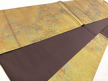 平和屋着物◎六通柄袋帯 箔あそび 引箔 正絹 逸品 BAAK8614cm