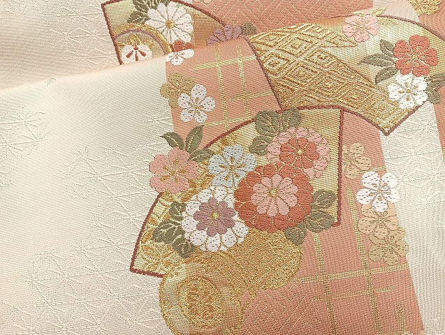 平和屋着物◎六通柄袋帯 唐織 地紙花鼓文 金糸 正絹 逸品 BAAK8654cm