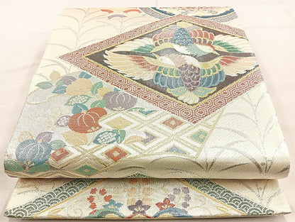平和屋着物◎九百佐賀錦 六通柄袋帯 織匠宝文 金銀糸 正絹 逸品 BAAK8690cm
