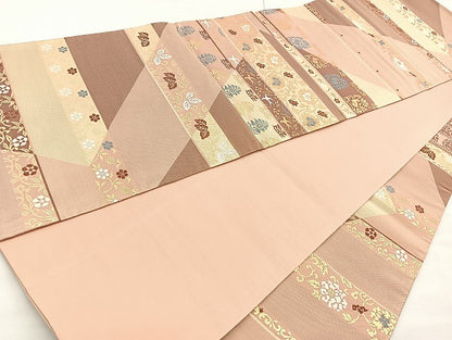 平和屋着物◎六通柄袋帯 名物裂 金糸 正絹 逸品 BAAK8716cm