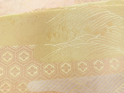 平和屋着物◎ 六通柄袋帯 霞瑞雲 金糸 正絹 逸品 BAAK8730cm