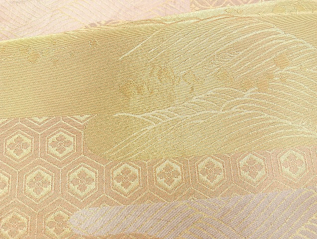 平和屋着物◎ 六通柄袋帯 霞瑞雲 金糸 正絹 逸品 BAAK8730cm