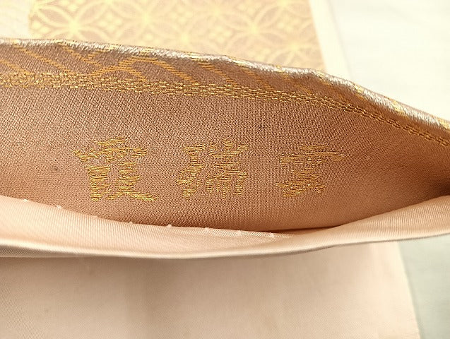 平和屋着物◎ 六通柄袋帯 霞瑞雲 金糸 正絹 逸品 BAAK8730cm