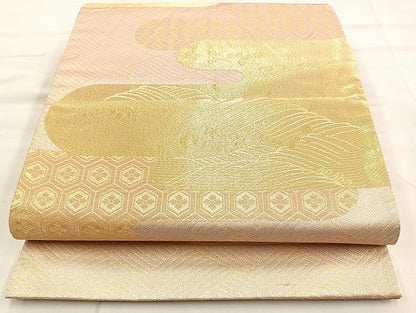 平和屋着物◎ 六通柄袋帯 霞瑞雲 金糸 正絹 逸品 BAAK8730cm