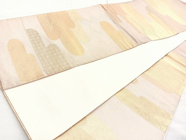 平和屋着物◎ 六通柄袋帯 霞瑞雲 金糸 正絹 逸品 BAAK8730cm