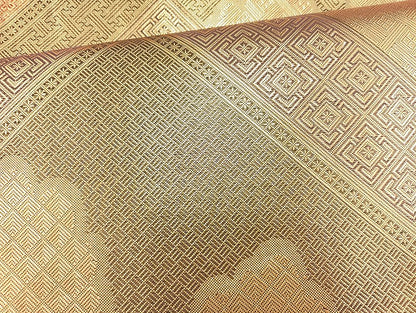 平和屋着物◎佐賀錦 六通柄袋帯 松皮菱 金糸 正絹 逸品 BAAK8762cm
