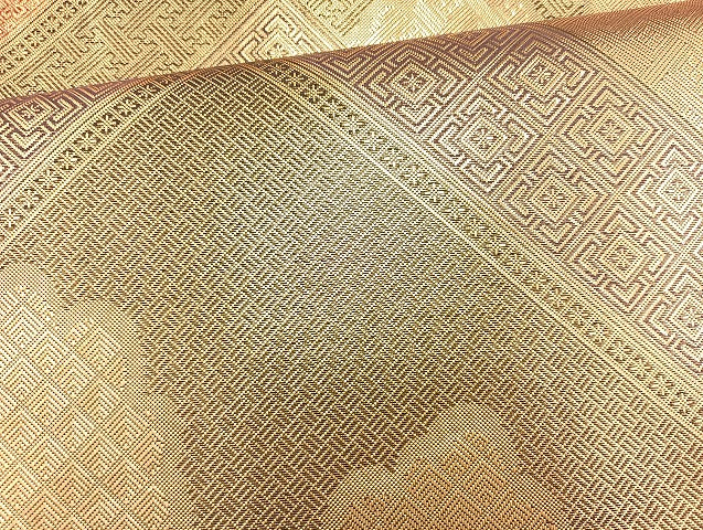 平和屋着物◎佐賀錦 六通柄袋帯 松皮菱 金糸 正絹 逸品 BAAK8762cm